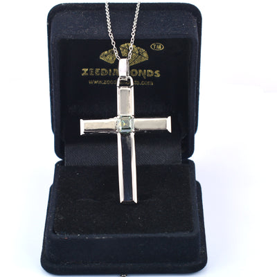 2 Ct 100% Certified Blue Diamond Solitaire Cross Pendant For Gift - ZeeDiamonds