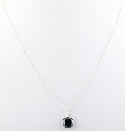 2.45 Ct AAA Certified Black Diamond Pendant Chain Necklace, Cushion Shape - ZeeDiamonds