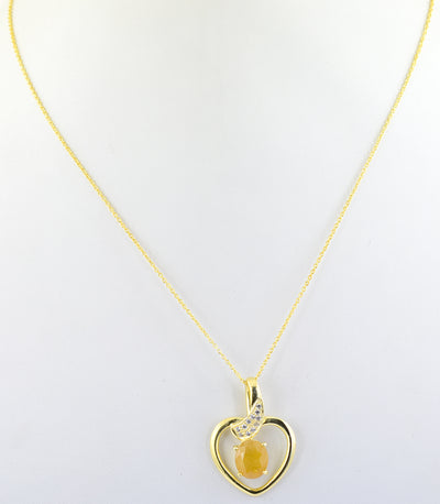 4.5 Cts Pukhraj Gemstone Heart Shape Pendant in Panchdhatu, Astrological Pendant - ZeeDiamonds