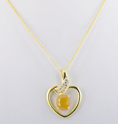 4.5 Cts Pukhraj Gemstone Heart Shape Pendant in Panchdhatu, Astrological Pendant - ZeeDiamonds