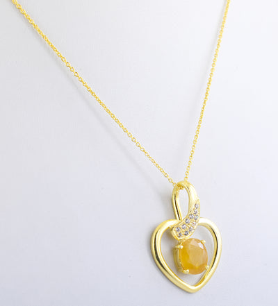 4.5 Cts Pukhraj Gemstone Heart Shape Pendant in Panchdhatu, Astrological Pendant - ZeeDiamonds