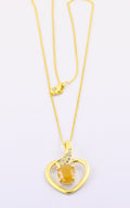 4.5 Cts Pukhraj Gemstone Heart Shape Pendant in Panchdhatu, Astrological Pendant - ZeeDiamonds