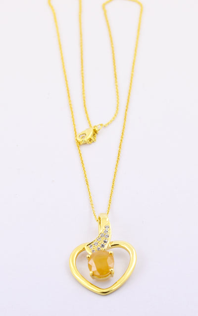 4.5 Cts Pukhraj Gemstone Heart Shape Pendant in Panchdhatu, Astrological Pendant - ZeeDiamonds
