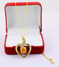 4.5 Cts Pukhraj Gemstone Heart Shape Pendant in Panchdhatu, Astrological Pendant - ZeeDiamonds