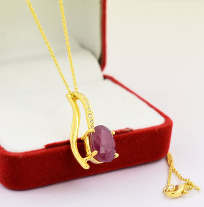 6.79 Cts Ruby Gemstone Oval Shape Pendant in Panchdhatu, Astrological Pendant - ZeeDiamonds