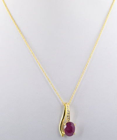 6.79 Cts Ruby Gemstone Oval Shape Pendant in Panchdhatu, Astrological Pendant - ZeeDiamonds