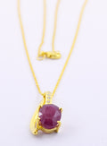 6.79 Cts Ruby Gemstone Oval Shape Pendant in Panchdhatu, Astrological Pendant - ZeeDiamonds