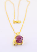 6.79 Cts Ruby Gemstone Oval Shape Pendant in Panchdhatu, Astrological Pendant - ZeeDiamonds