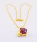 6.79 Cts Ruby Gemstone Oval Shape Pendant in Panchdhatu, Astrological Pendant - ZeeDiamonds