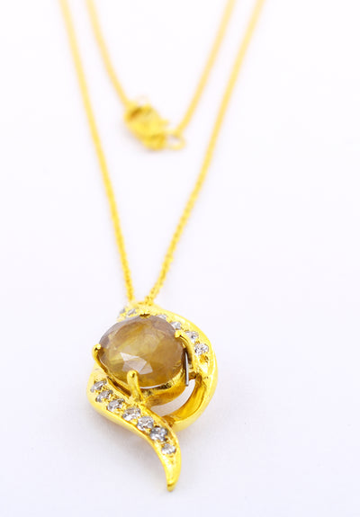 5.2 Cts Pukhraj Gemstone Oval Shape Pendant in Panchdhatu, Astrological Pendant - ZeeDiamonds
