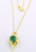 3.3 Cts Certified Emerald Gemstone Pendant in Panchdhatu, Astrological Pendant - ZeeDiamonds