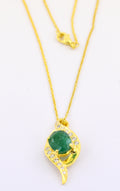 3.3 Cts Certified Emerald Gemstone Pendant in Panchdhatu, Astrological Pendant - ZeeDiamonds