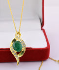 3.3 Cts Certified Emerald Gemstone Pendant in Panchdhatu, Astrological Pendant - ZeeDiamonds