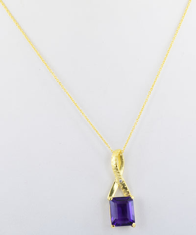 5.8 Cts Certified Amethyst Gemstone Pendant in Panchdhatu, Astrological Pendant - ZeeDiamonds