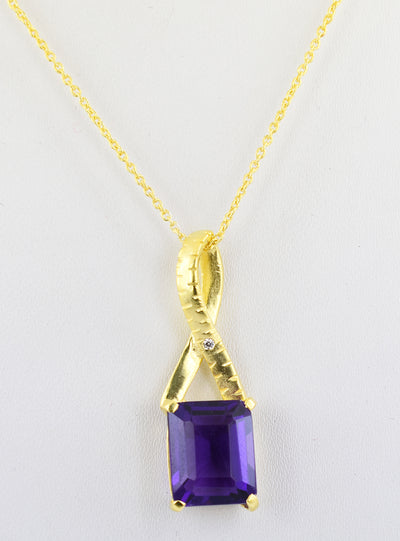 5.8 Cts Certified Amethyst Gemstone Pendant in Panchdhatu, Astrological Pendant - ZeeDiamonds