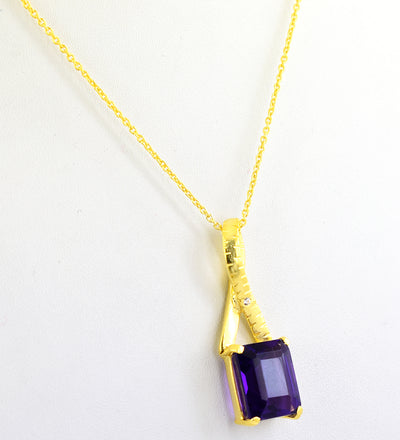 5.8 Cts Certified Amethyst Gemstone Pendant in Panchdhatu, Astrological Pendant - ZeeDiamonds