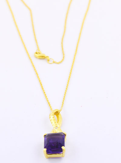 5.8 Cts Certified Amethyst Gemstone Pendant in Panchdhatu, Astrological Pendant - ZeeDiamonds