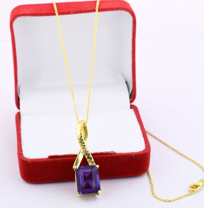 5.8 Cts Certified Amethyst Gemstone Pendant in Panchdhatu, Astrological Pendant - ZeeDiamonds