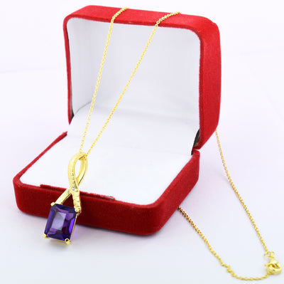 5.8 Cts Certified Amethyst Gemstone Pendant in Panchdhatu, Astrological Pendant - ZeeDiamonds