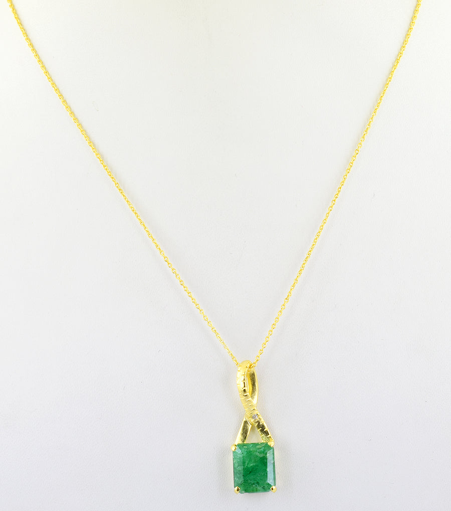 5.5 Cts Certified Emerald Gemstone Pendant in Panchdhatu, Astrological Pendant,Astrological Gemstones - ZeeDiamonds