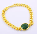 12 Ct Emerald Stone Men Bracelet in Ashtadhatu Metal - ZeeDiamonds