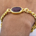 12 Ct Ruby Gemstone Bracelet In Yellow Panchdhatu Finish For Men's - ZeeDiamonds