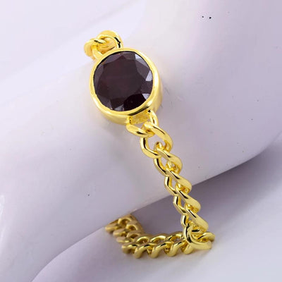 12 Ct Ruby Gemstone Bracelet In Yellow Panchdhatu Finish For Men's - ZeeDiamonds