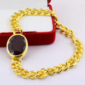 12 Ct Ruby Gemstone Bracelet In Yellow Panchdhatu Finish For Men's - ZeeDiamonds
