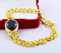 11 Ct Oval Faceted Blue Sapphire Bracelet  In Yellow Gold For Men's - ZeeDiamonds