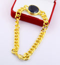 11 Ct Oval Faceted Blue Sapphire Bracelet  In Yellow Gold For Men's - ZeeDiamonds