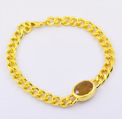 10 Ct Certified Yellow Sapphire-Pukhraj Gemstone Bracelet - ZeeDiamonds