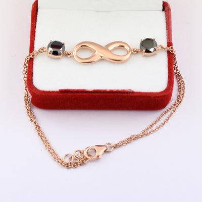 2.68 Ct Black Diamond Infinite Bracelet In Rose Gold, For Wedding, Gift - ZeeDiamonds