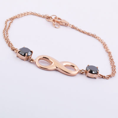 2.68 Ct Black Diamond Infinite Bracelet In Rose Gold, For Wedding, Gift - ZeeDiamonds