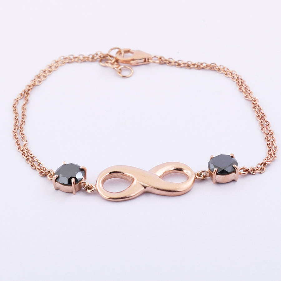 2.68 Ct Black Diamond Infinite Bracelet In Rose Gold, For Wedding, Gift - ZeeDiamonds