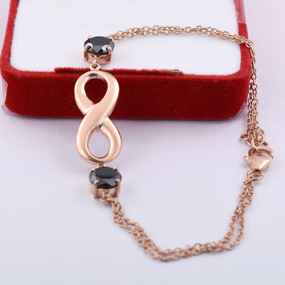 2.68 Ct Black Diamond Infinite Bracelet In Rose Gold, For Wedding, Gift - ZeeDiamonds