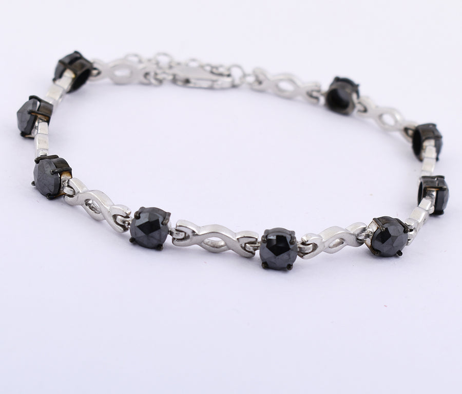 8.46 Cts Certified Black Diamond Infinite Bracelet In Sterling Silver - ZeeDiamonds