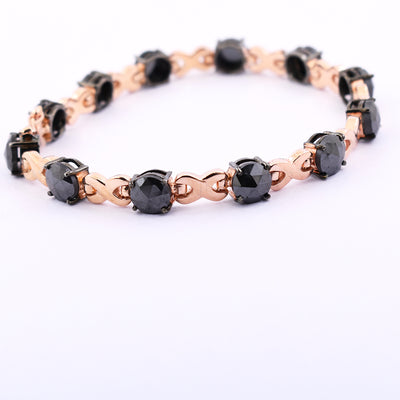 12. 8 Cts Certified Black Diamond Bracelet In Rose Gold, Women & Men's Jewelry - ZeeDiamonds