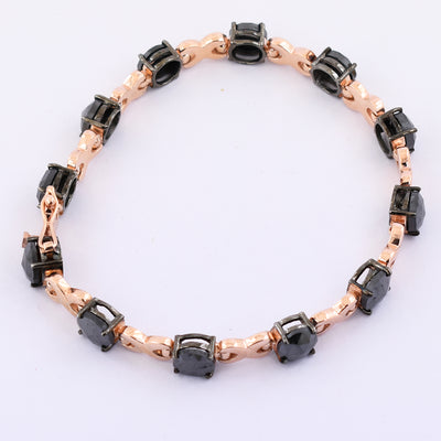 12. 8 Cts Certified Black Diamond Bracelet In Rose Gold, Women & Men's Jewelry - ZeeDiamonds