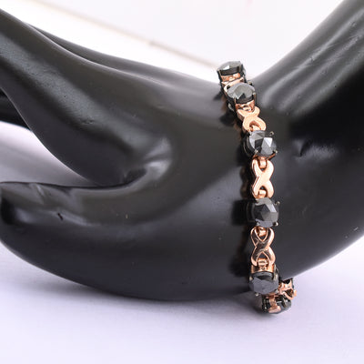 12. 8 Cts Certified Black Diamond Bracelet In Rose Gold, Women & Men's Jewelry - ZeeDiamonds