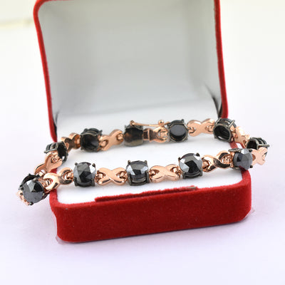 12. 8 Cts Certified Black Diamond Bracelet In Rose Gold, Women & Men's Jewelry - ZeeDiamonds