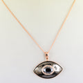 3 Ct, Certified Black Diamond Chain Pendant, Evil Eye Pendent - ZeeDiamonds