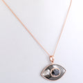 3 Ct, Certified Black Diamond Chain Pendant, Evil Eye Pendent - ZeeDiamonds