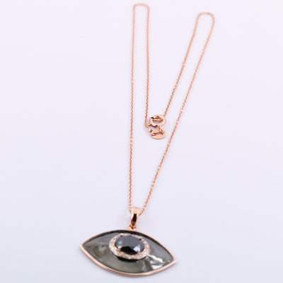 3 Ct, Certified Black Diamond Chain Pendant, Evil Eye Pendent - ZeeDiamonds