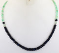 4-5 mm Blue Sapphire & Emerald Gemstone Beads Necklace In 925 Silver Clasp - ZeeDiamonds