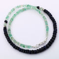 4-5 mm Blue Sapphire & Emerald Gemstone Beads Necklace In 925 Silver Clasp - ZeeDiamonds