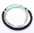 4-5 mm Blue Sapphire & Emerald Gemstone Beads Necklace In 925 Silver Clasp - ZeeDiamonds