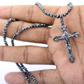 5 mm Black Diamond Necklace With Cross Pendant, Unisex Gifts - ZeeDiamonds