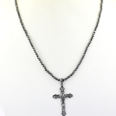 5 mm Black Diamond Necklace With Cross Pendant, Unisex Gifts - ZeeDiamonds