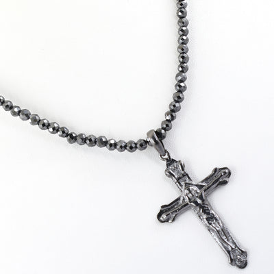 5 mm Black Diamond Necklace With Cross Pendant, Unisex Gifts - ZeeDiamonds