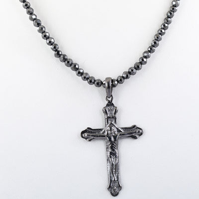 5 mm Black Diamond Necklace With Cross Pendant, Unisex Gifts - ZeeDiamonds